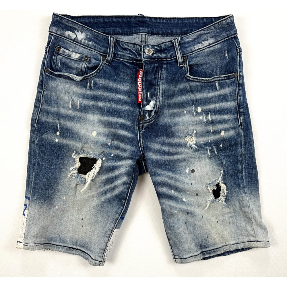 Rare DSQUARED2 Capsule Collection Graphic Jean Shorts Mens IT Sz48/US Sz30 #1697